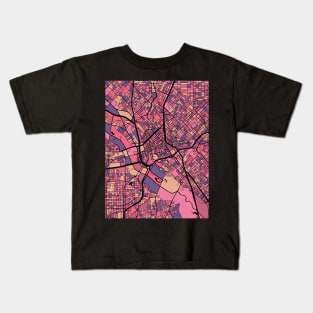 Dallas Map Pattern in Purple & Pink Kids T-Shirt